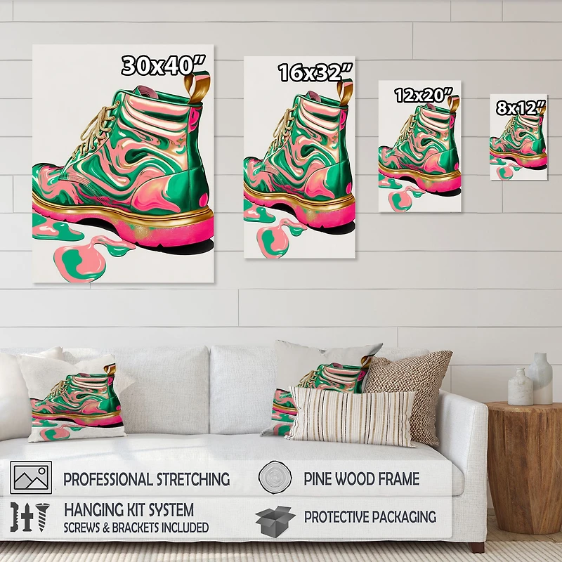 Pink And Green Art Deco Army Shoes Wall