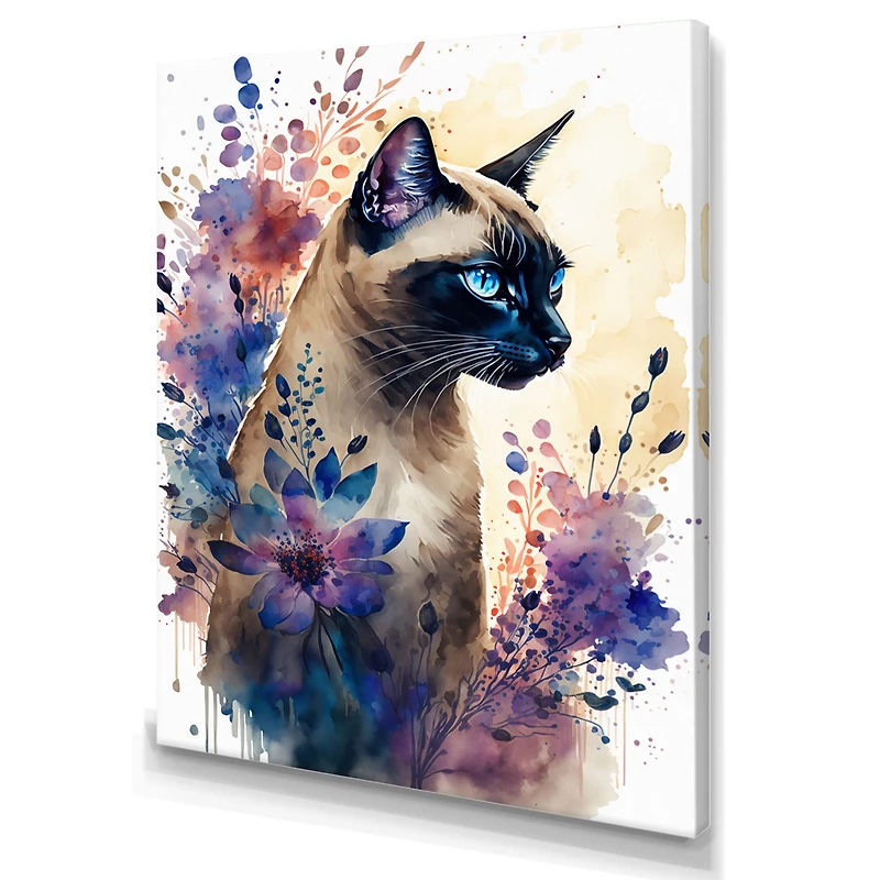 Cute Siamese Floral Art I Wall