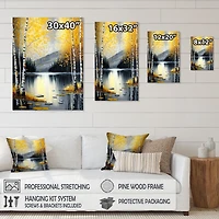 Monochrome Golden Birch Trees By The Lake I Wall Art