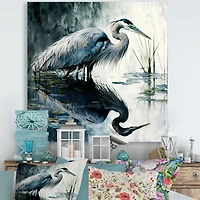 Cute Heron A Lake Floral Art IV Wall