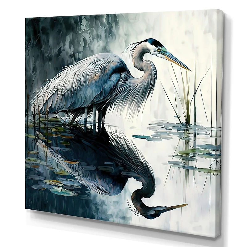 Cute Heron A Lake Floral Art IV Wall