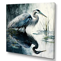 Cute Heron A Lake Floral Art IV Wall