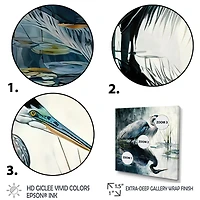 Cute Heron A Lake Floral Art IV Wall