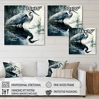 Cute Heron A Lake Floral Art IV Wall