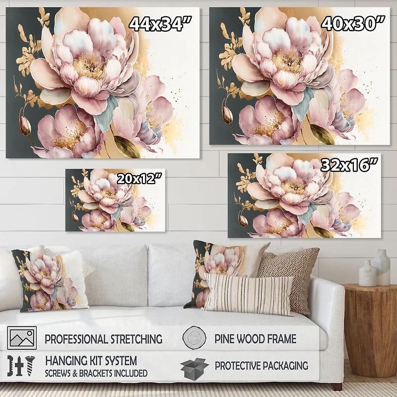 Pink And Gold Orchid Flower Wall Art