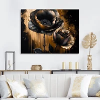 Black And Gold Popy Flowers Wall Art