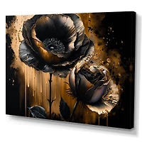 Black And Gold Popy Flowers Wall Art