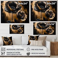 Black And Gold Popy Flowers Wall Art