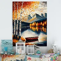 Red And Orange Birch Trees By The Lake VII Wall Art