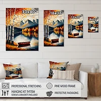 Red And Orange Birch Trees By The Lake VII Wall Art