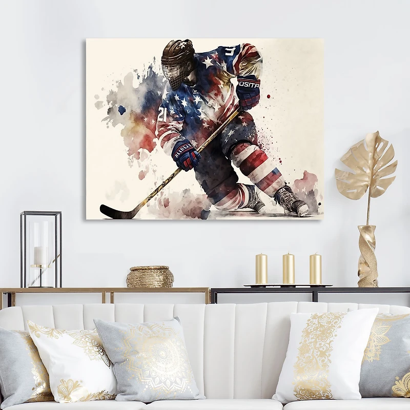 Usa Hockey Player Action Wall Art