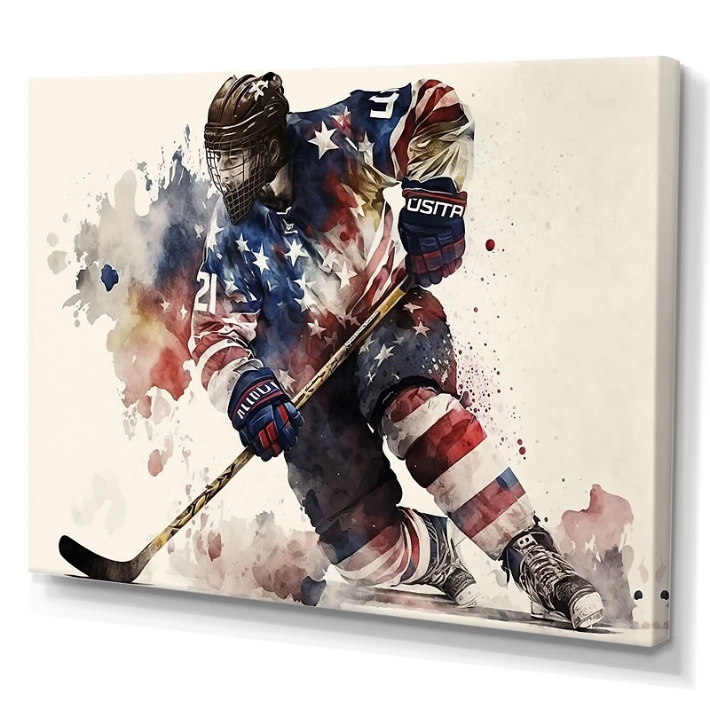 Usa Hockey Player Action Wall Art