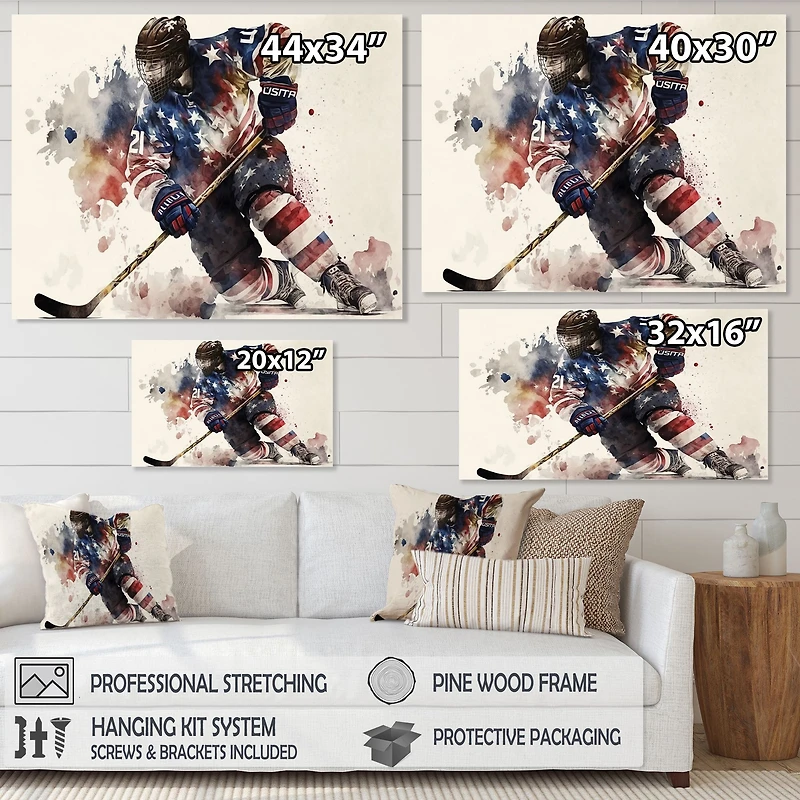 Usa Hockey Player Action Wall Art