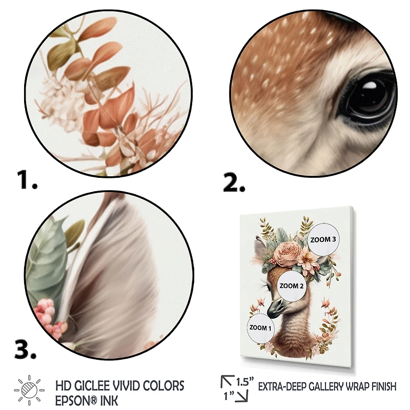 Cute Baby Flamingo With Floral Crown Wall Art