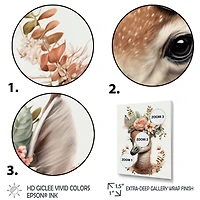Cute Baby Flamingo With Floral Crown Wall Art