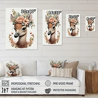 Cute Baby Flamingo With Floral Crown Wall Art