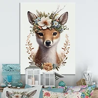 Cute Baby Fox With Floral Crown Wall Art