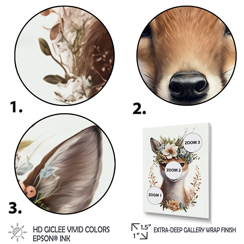 Cute Baby Fox With Floral Crown Wall Art