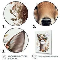 Cute Baby Fox With Floral Crown Wall Art
