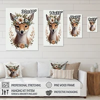 Cute Baby Fox With Floral Crown Wall Art