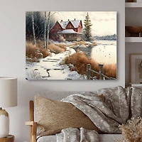 Calm Red Barn Winter Wall Art