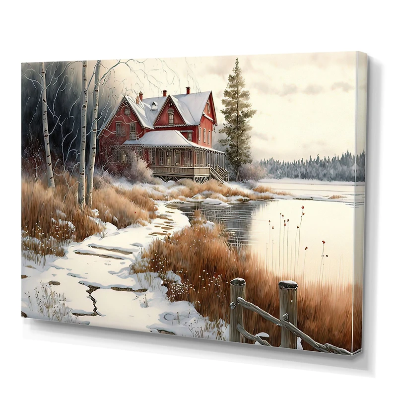 Calm Red Barn Winter Wall Art
