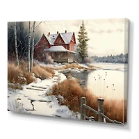 Calm Red Barn Winter Wall Art