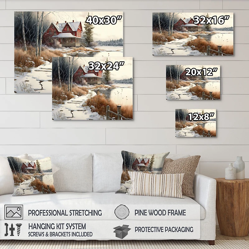 Calm Red Barn Winter Wall Art
