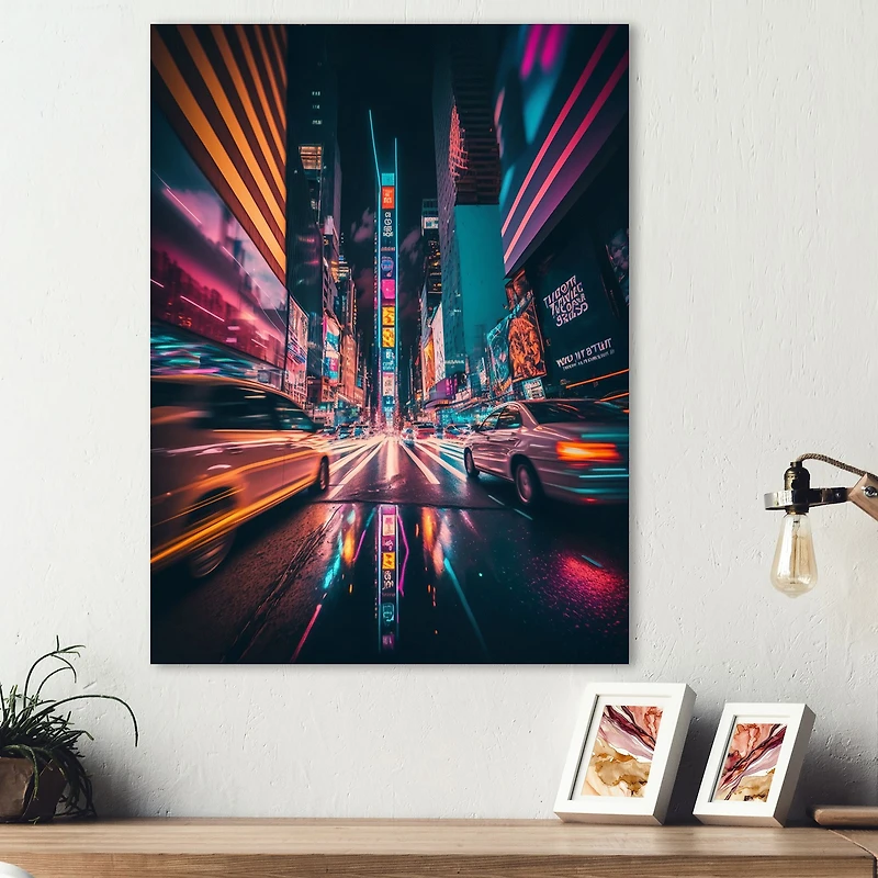 Futuristic New York City Neon Wall Art