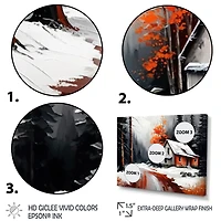Monochrome Orange Cottage Winter IV Wall Art