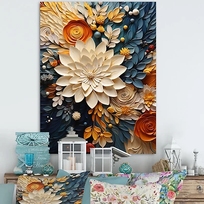Teal and Orange Botanical Motion – Modern Nature Swirl