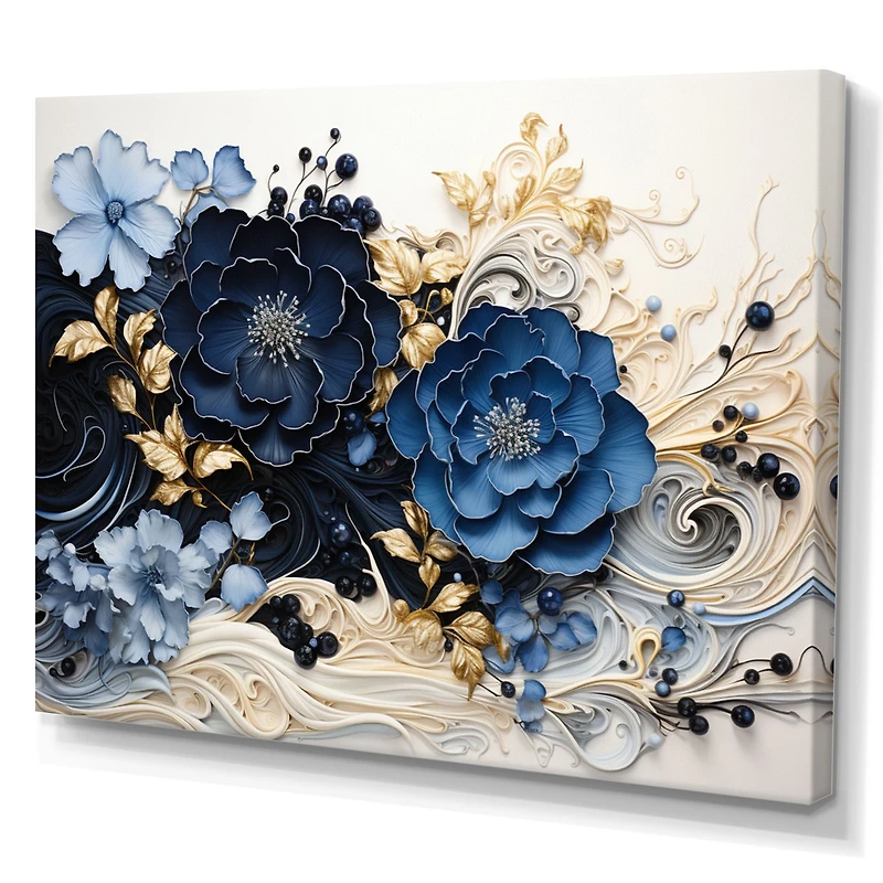 Blue Wildflowers in Ink – Flowing Botanical atercolor