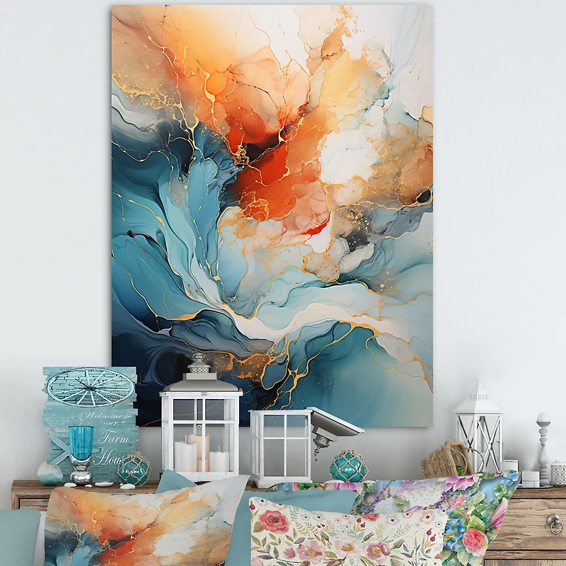 Bold Flow Collage – Teal and Orange Dynamic Abstract