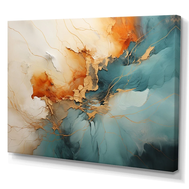 Expression abstraite moderne turquoise et orange « Bold Energy »
