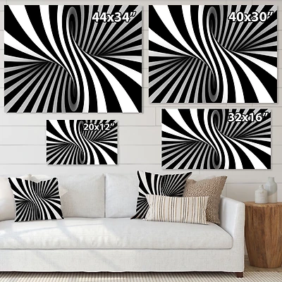 Black and White Spiral Digital Canvas Art Print
