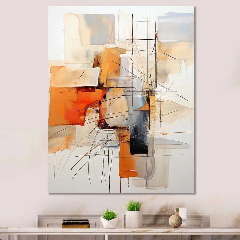Orange and Grey Lines – Modern Expressionist Composition
