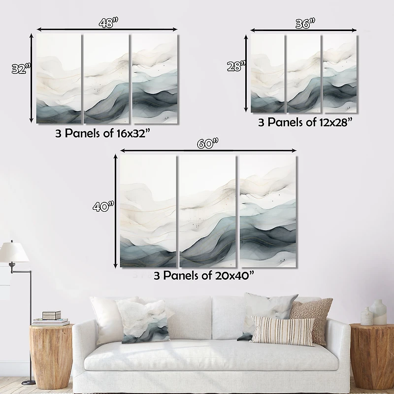 Abstraction conceptuelle moderne bleu et gris « Blue and Grey Linework »