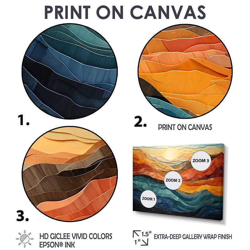 Paysage moderne vibrant corail et turquoise « Bold Coral and Teal Mountains »