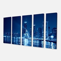 Blue Chicago Skyline Night Canvas Print