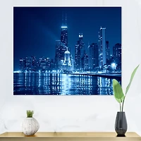 Toile imprimée « Blue Chicago Skyline Night