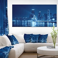 Blue Chicago Skyline Night Canvas Print