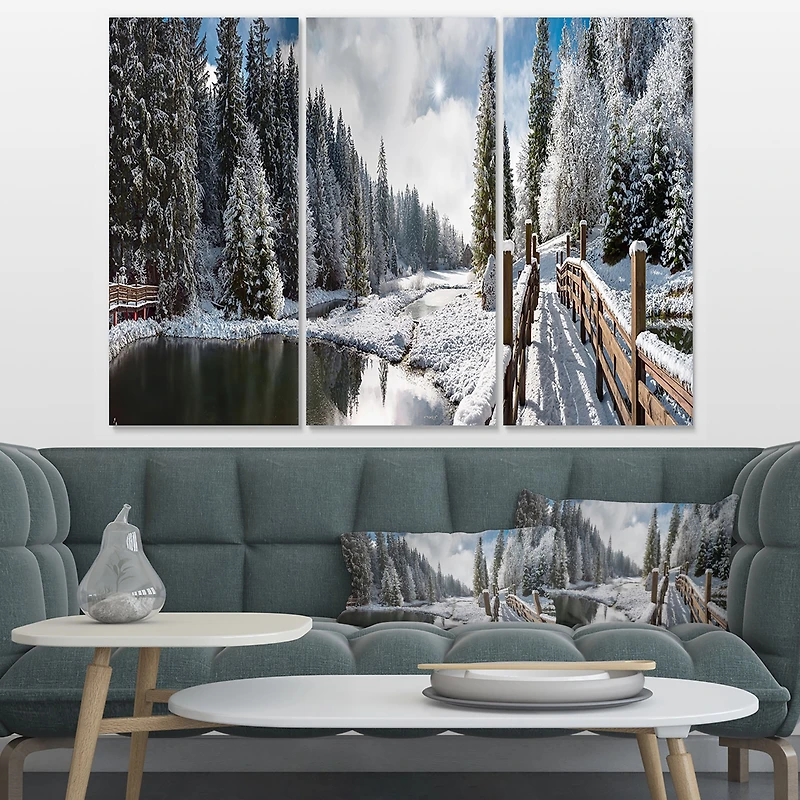 Winter Morning Panorama  Canvas Wall Art