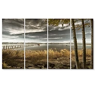Pier Brown Lake Canvas Art Print