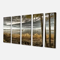 Pier Brown Lake Canvas Art Print