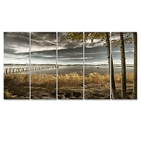 Pier Brown Lake Canvas Art Print