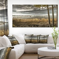 Pier Brown Lake Canvas Art Print