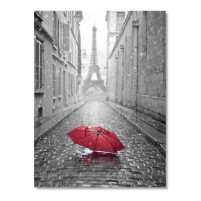Eiffel View from Paris Street Canvas Rectangular Art Print