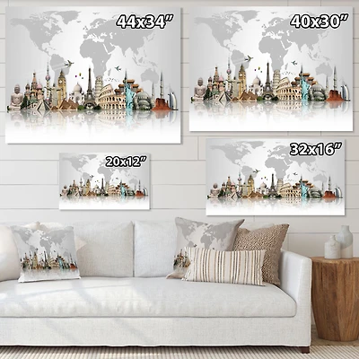 Toile  imprimée « Famous Monuments Across World »