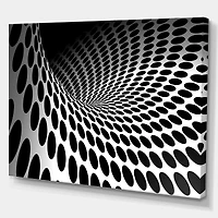 Waves and Circles Black White  Art Canvas Print