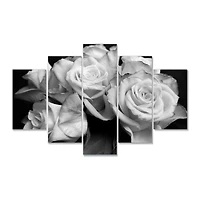 Panneaux de toile imprimée « Bunch of Roses Black and White »